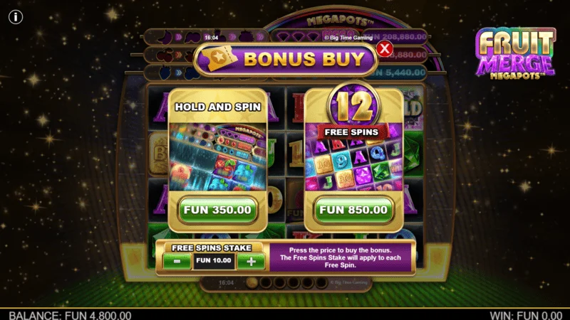 Fruit Merge Megapots - köp bonus-fönstret